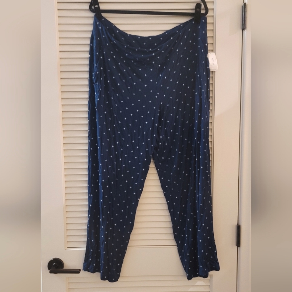 Alfani - (NWT) (Plus-Size) Navy & Blue Loose-Fit Pajama Pants With Pockets